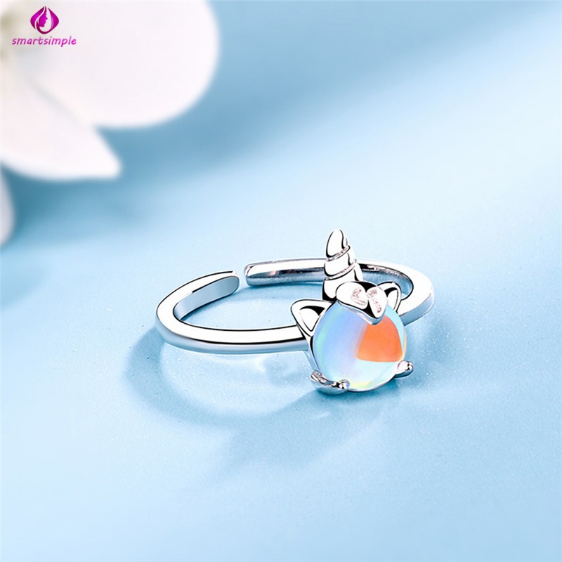 Nhẫn Hợp Kim Hình Mặt Trăng Đính Đá Nhiều Màu Thời Trang Cho Nữ