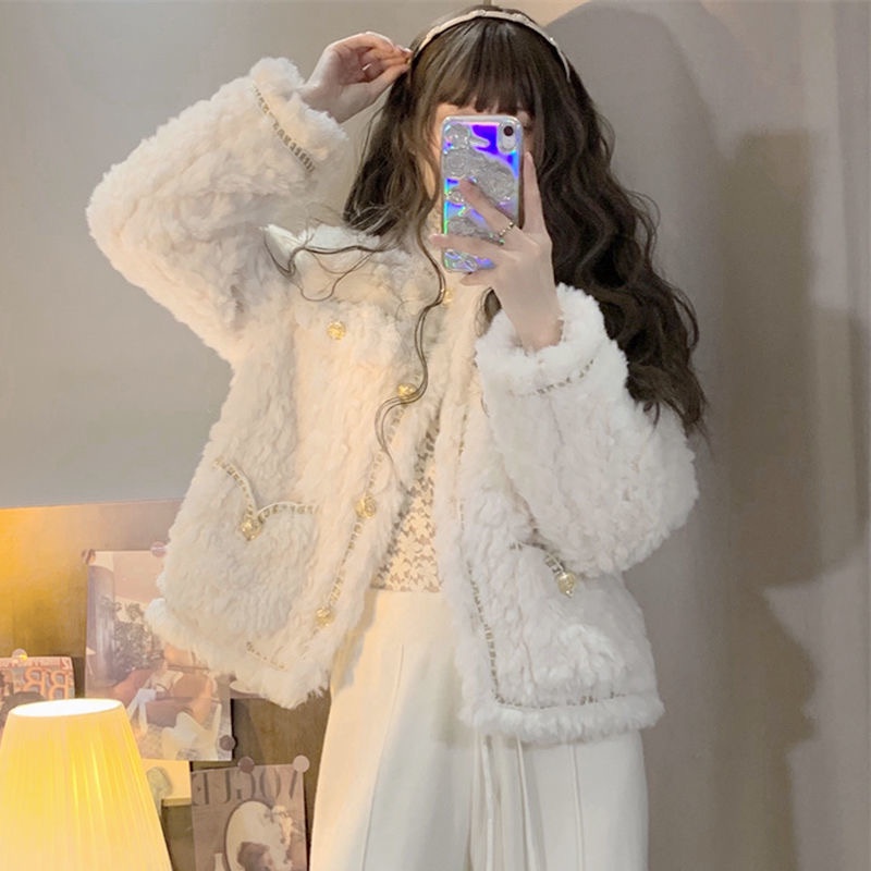 Áo khoác nữ dạng Tweed lông mềm mại Tiemcuachii dày dặn