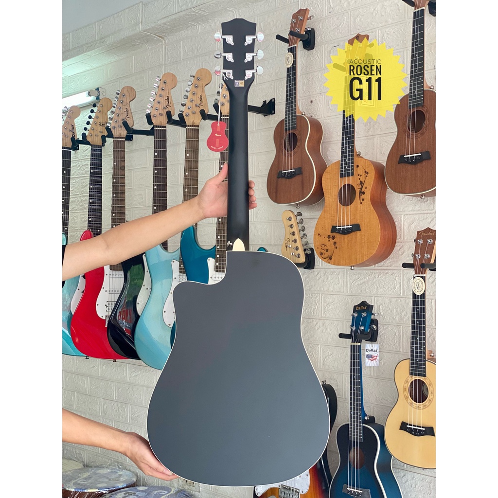 Guitar Rosen G11 màu đen chính hãng tặng kèm phụ kiện