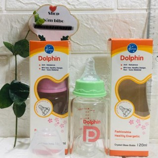 Bình sữa thuỷ tinh thường Dolphin cổ hẹp 120ml/240ml