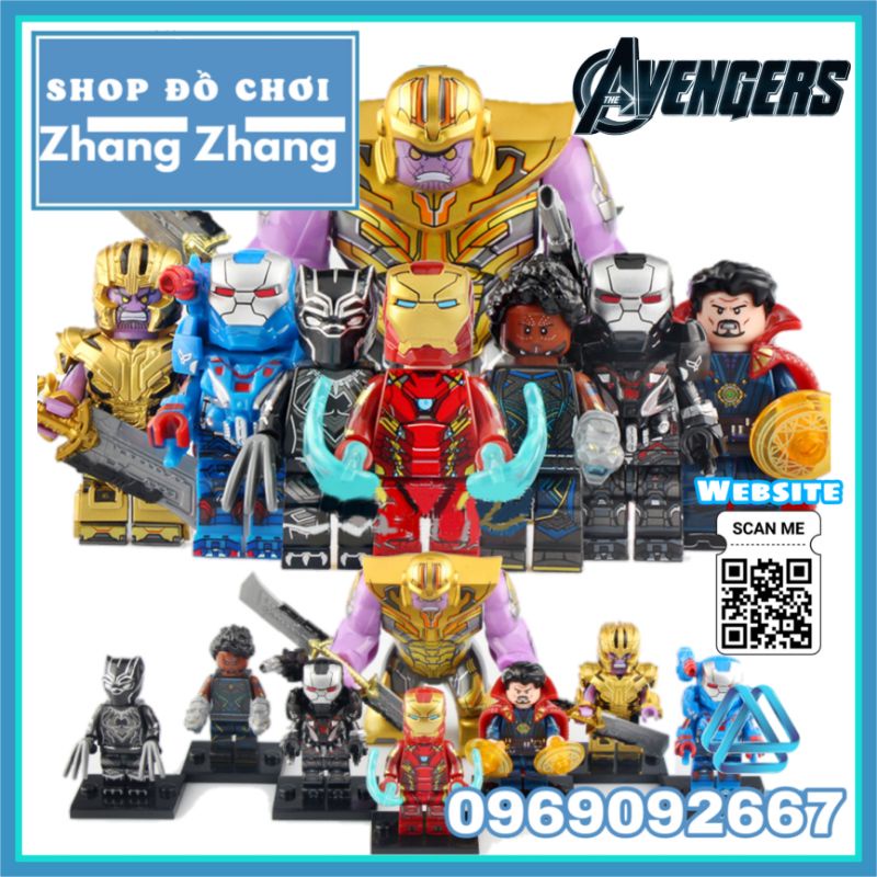 Đồ chơi Xếp hình Avengers Thanos - Iron Man - Doctor Strange - Black Panther - Shuri - War Machine Minifigures WM6072