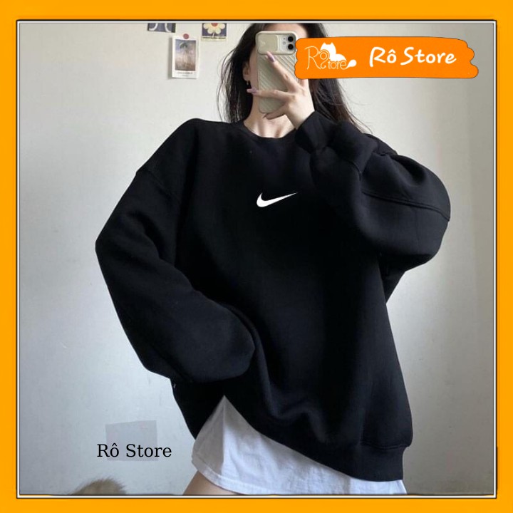Áo Sweater nỉ bông from rộng Unisex nam nữ in LOGO N.J  K.E siêu basic RÔ STORE SW19