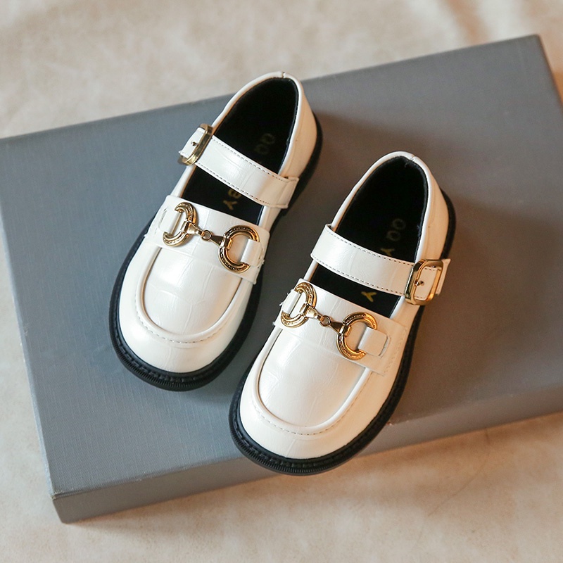 Giày Da Mềm Màu Trơn Thời Trang Vintage Cho Bé Gái Từ 2-16 Tuổi