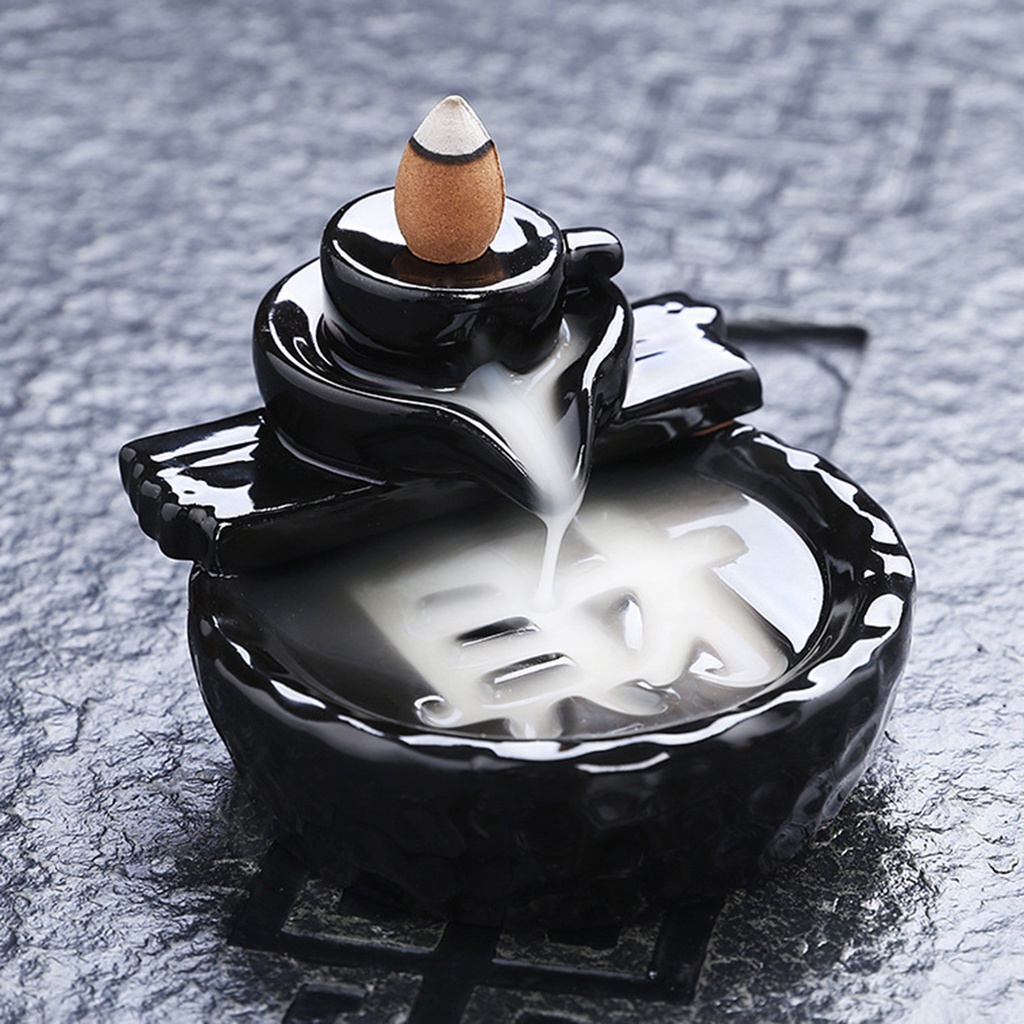 Khay đốt trầm hương hình thác nước bằng gốm trang trí nhà cửa