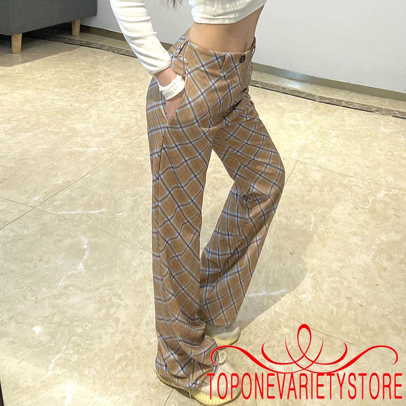 Quần Dài Lưng Cao Hoạ Tiết Caro Phong Cách Sành Điệu Cho Phụ Nữ | BigBuy360 - bigbuy360.vn