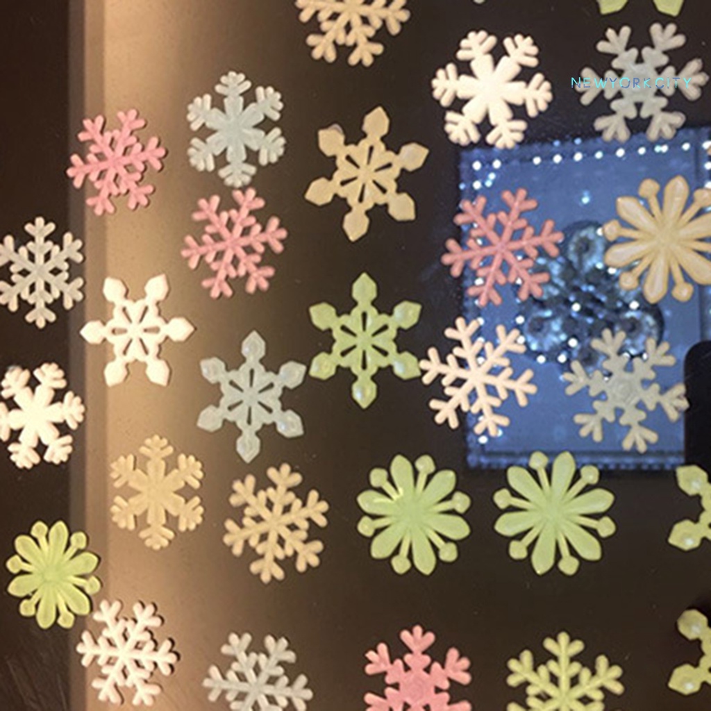 1 Bộ Miếng Dán Tường Dạ Quang Bằng PP Hình Bông Tuyết Giáng Sinh Bắt Mắt Dễ Tháo Gỡ Dùng Trang Trí Nhà Cửa