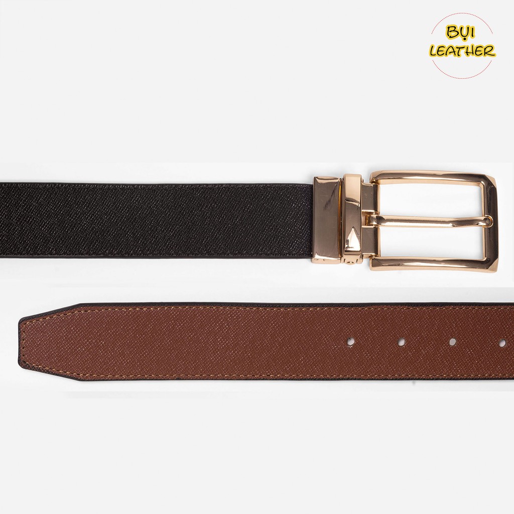 Thắt lưng da nam Bụi Leather L109 da Saffiano cao cấp-khóa cài xoay dùng được cả 2 mặt dây