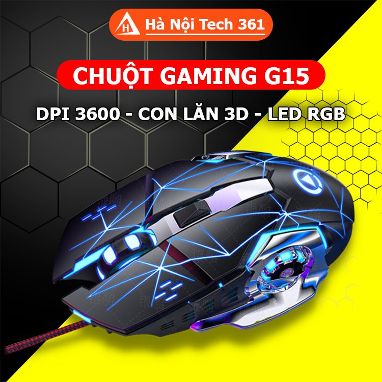 Chuột Máy Tính Gaming Có Dây G15 Thiết Kế 6 Nút Bấm và DPI 4 Tốc Độ