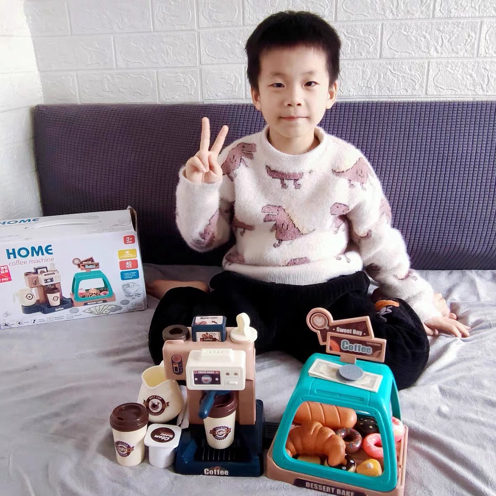 Đồ chơi bán hàng mini cho bé, mô phỏng máy pha cà phê, quầy bán hàng siêu thị, trẻ em 2 đến 6 tuổi