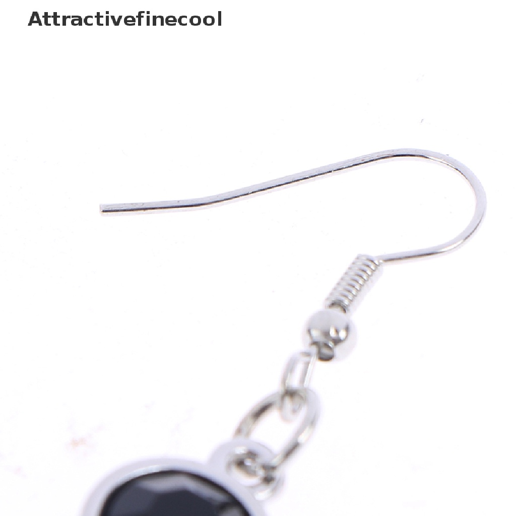 Bông Tai Đính Đá Đen Hình Ngôi Sao Và Mặt Trăng Phong Cách Gothic