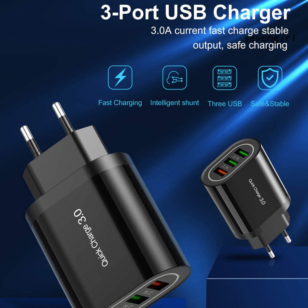 Củ Sạc Nhanh Qc3.0 3.1a 3 Cổng Usb Cho Điện Thoại