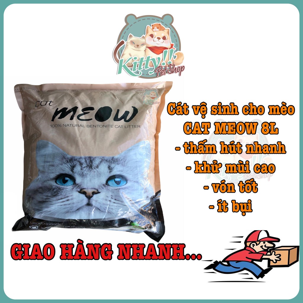 Cát vệ sinh khử mùi cho mèo Cat Meow 8l - cát vệ sinh thấm hút giá rẻ dành cho mèo - Kitty Pet Shop