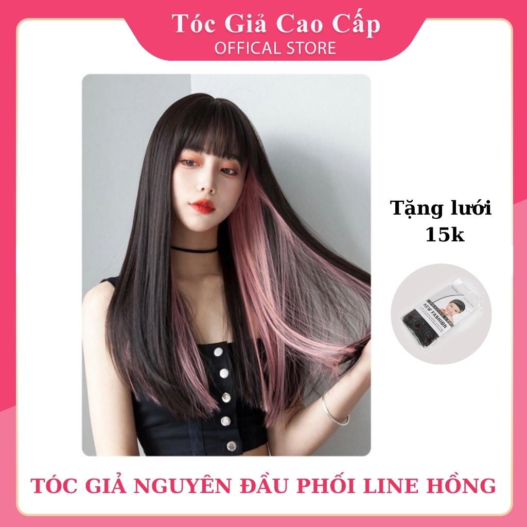 Tóc giả nguyên đầu thẳng phối light hồng ❤️FREESHIP❤️ tặng lưới trùm