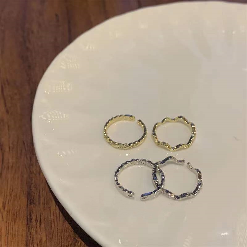 Set 2 nhẫn hợp kim đính đá thời trang cho nữ