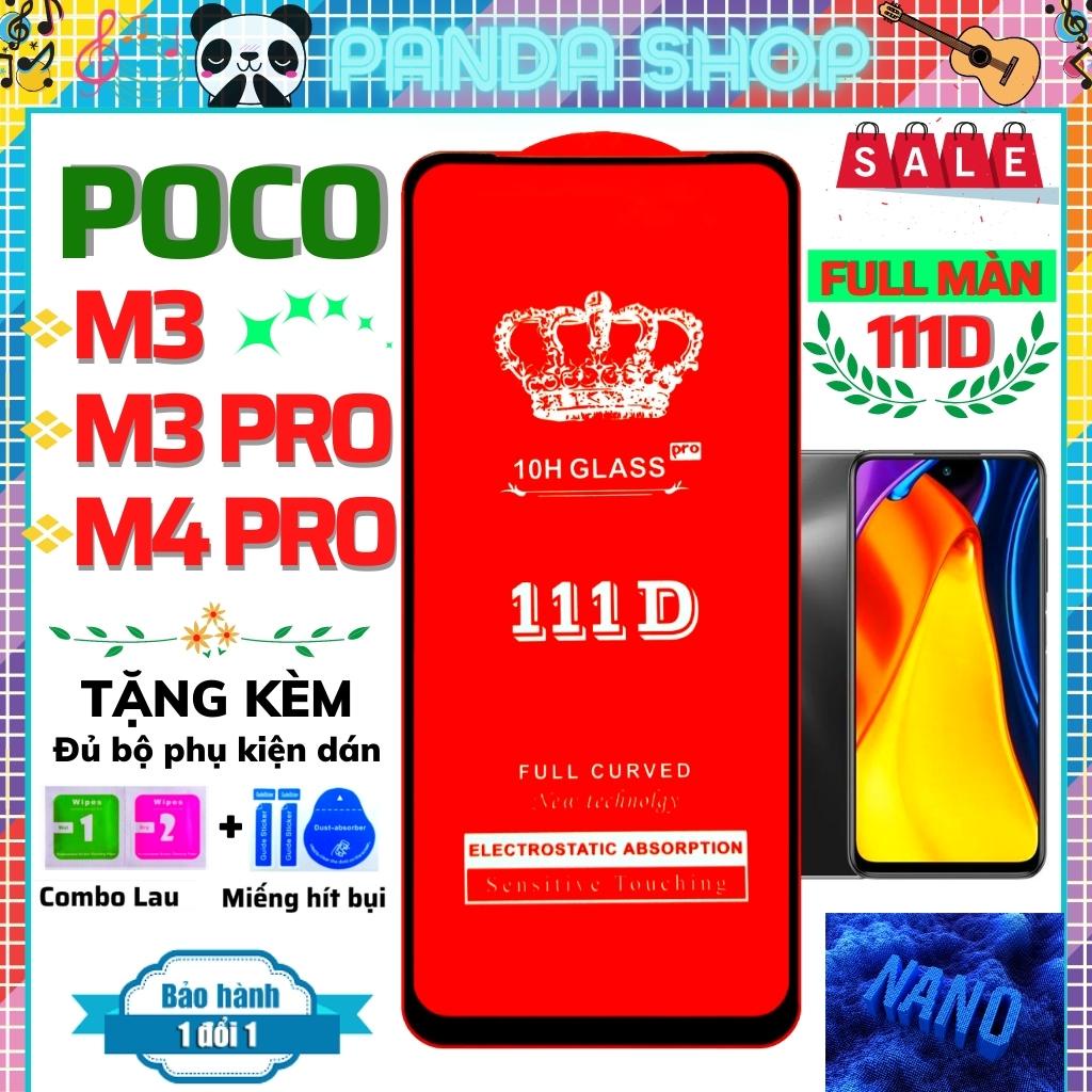 Kính cường lực poco m3/ m3 pro/ m4 pro dán full màn hình 111D trong suốt - Độ cứng cực cao bảo vệ điện thoại vỡ màn hình