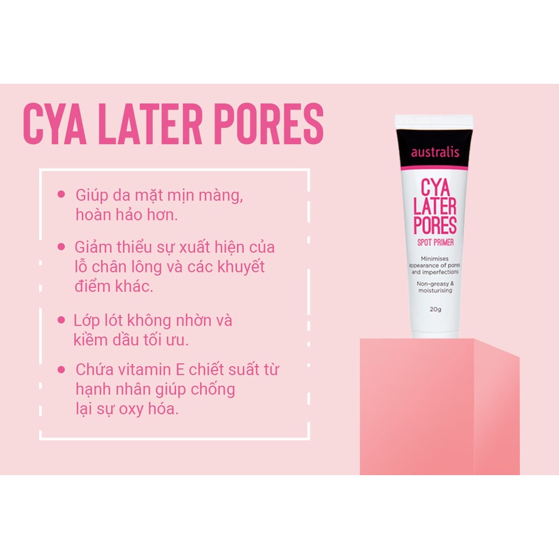 KEM LÓT DƯỠNG ẨM CHO DA DẦU VÀ LỖ CHÂN LÔNG TO AUSTRALIS CYA LATER PORES SPOT PRIMER 20ML CHÍNH HÃNG - 9263