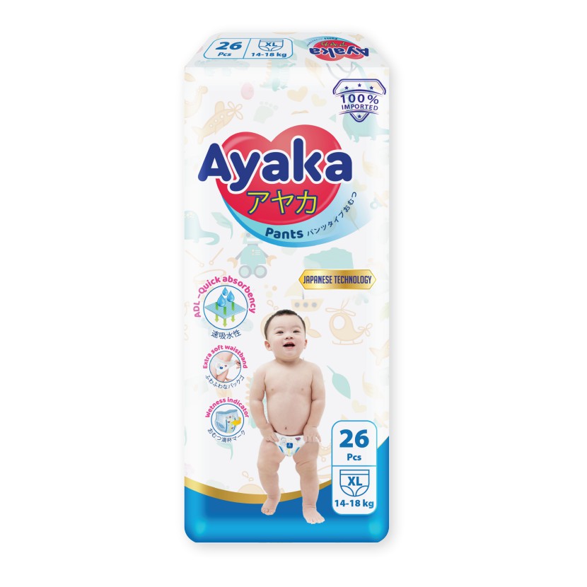 Thùng 8 gói Tã quần trẻ em AYAKA XL26x8 26 miếng/gói dành cho bé 14-18kg - Thương Hiệu AYAKA - YOOSOO MALL