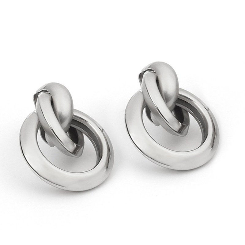 1 Đôi Bông Tai Hình Học Xoắn Nút Bằng Kim Loại Nhỏ Cho Nữ