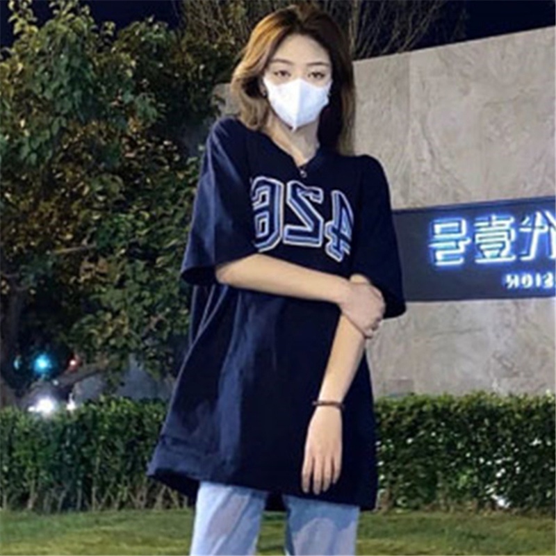 NRVP Áo thun cotton tay ngắn cổ tròn thời trang mùa hè phong cách Hàn Quốc cho nữ