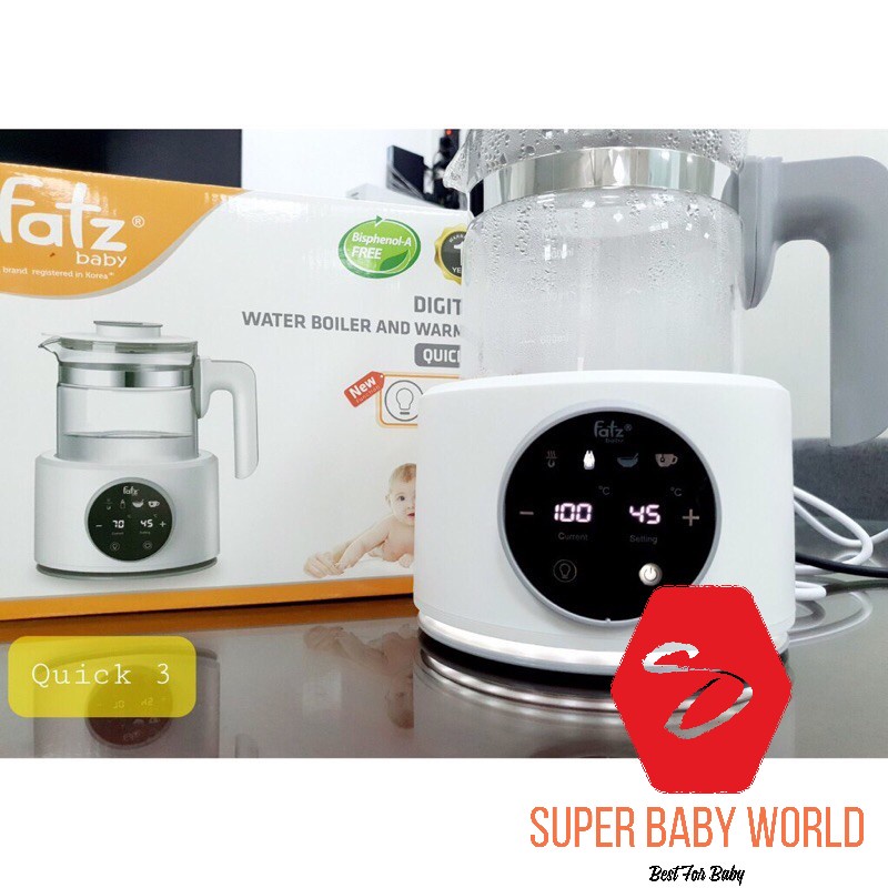 Bình thuỷ tinh thay thế máy đun nước và hâm nước pha sữa Fatz Baby Quick 1200ml