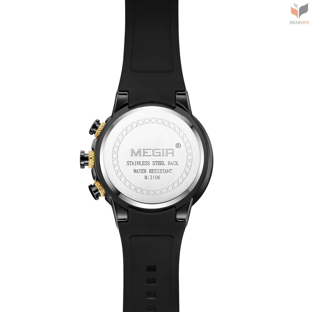 Đồng hồ Quartz MEGIR 2106 chống thấm nước 3ATM phong cách thể thao quân đội cho nam