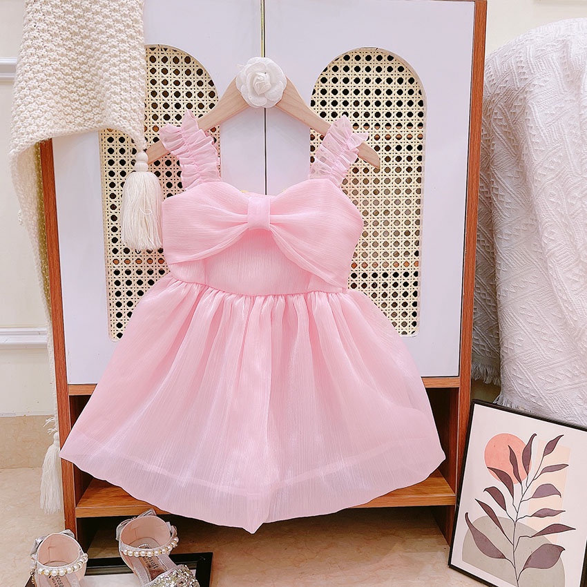 VÁY CHO BÉ GÁI HOA TƠ BỒNG 2 DÂY, HÀNG 2 LỚP LÓT MỀM, MAY TỈ MỈ LẮM SIZE 9-21KG [V38]