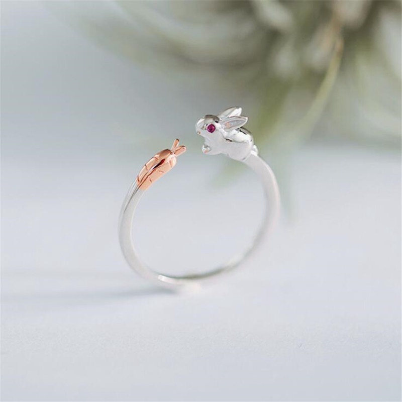 Nhẫn Bạc s925 Hình Cà Rốt Thỏ Dễ Thương Đơn Giản Sáng Tạo Phong Cách Hàn Quốc Cho Nữ