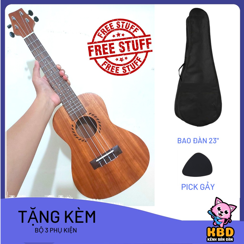 [TẶNG QUÀ] Đàn Ukulele Concert 23inch Gỗ Mahogany nguyên tấm Siamsound + Tặng Bao + Phím gảy