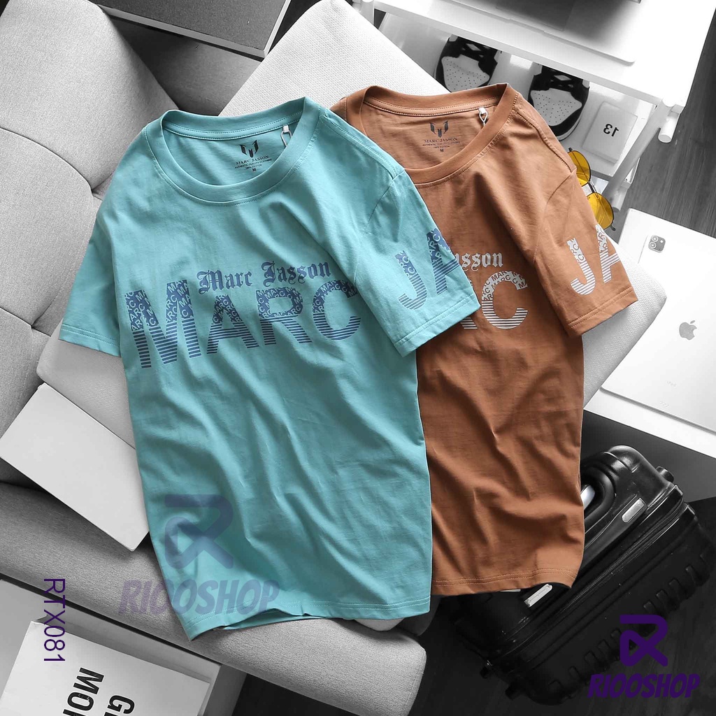 Áo thun nam đơn giản, áo phông cổ tròn nam đẹp in chữ Marc Jasson form rộng RTX081 Riooshop có size lớn xxl, big size
