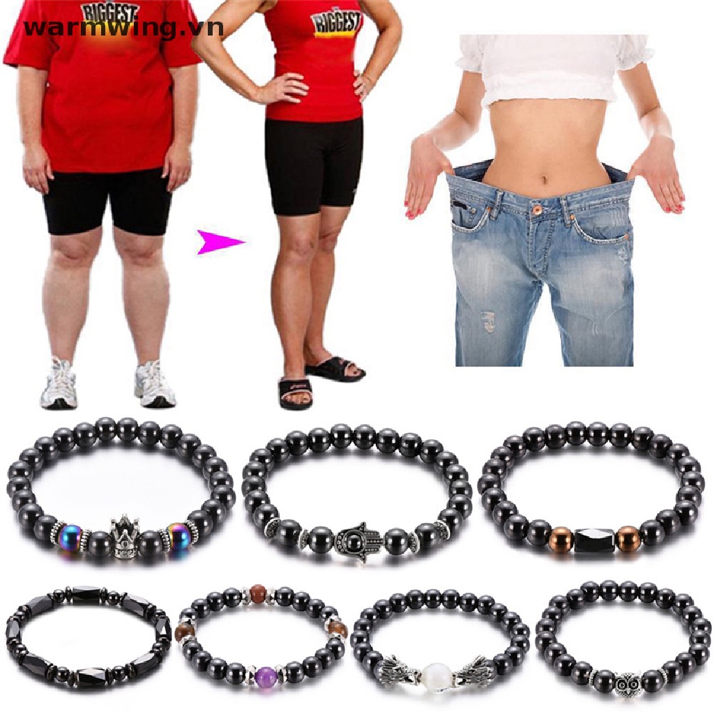 Vòng Tay Chuỗi Hạt Đá Hematite Màu Đen Từ Tính Giúp Chăm Sóc Sức Khỏe