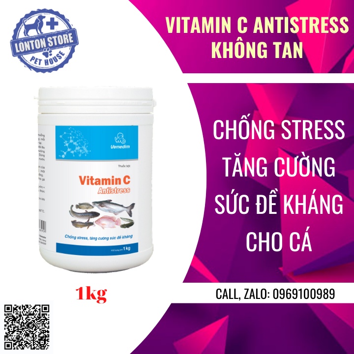 VEMEDIM Vitamin C Antistress cá ( không tan)  - Chống stress, tăng cường sức đề kháng lon 1kg,Lonton store