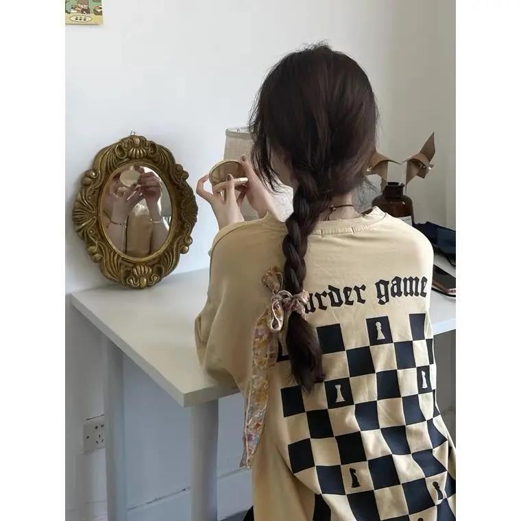 Jiashucheng Áo Thun Tay Ngắn Dáng Rộng Phong Cách Hàn Quốc Thời Trang Cho Nữ