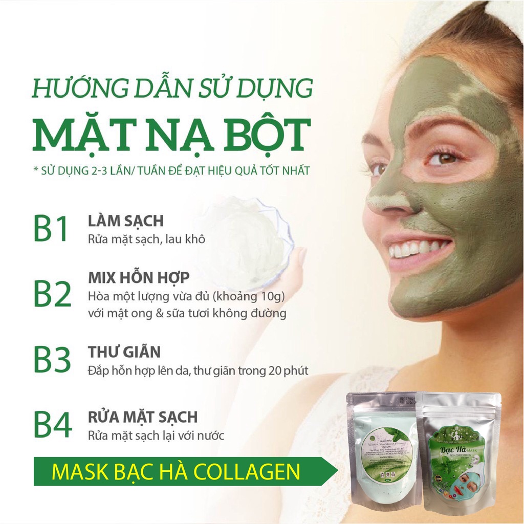 Mặt nạ mask bạc hà giúp trắng da, loại bỏ sắc tố, chống lão hóa, loại bỏ nếp nhăn