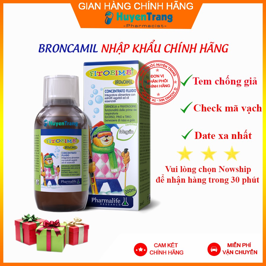 ✔️️️(Tặng quà xinh) Broncamil - Hỗ trợ giảm ho đờm, ho do lạnh, viêm họng, viêm phế quản (Chai 200ml)