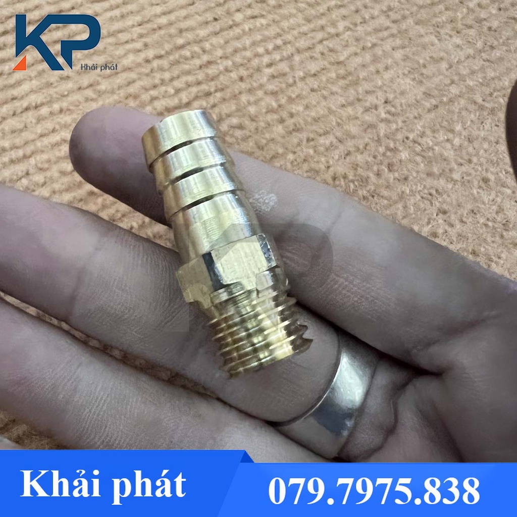 Nối thau ren ngoài đuôi chuột khuôn nước đồng,thau- 1 đầu chuột 1 đầu ren
