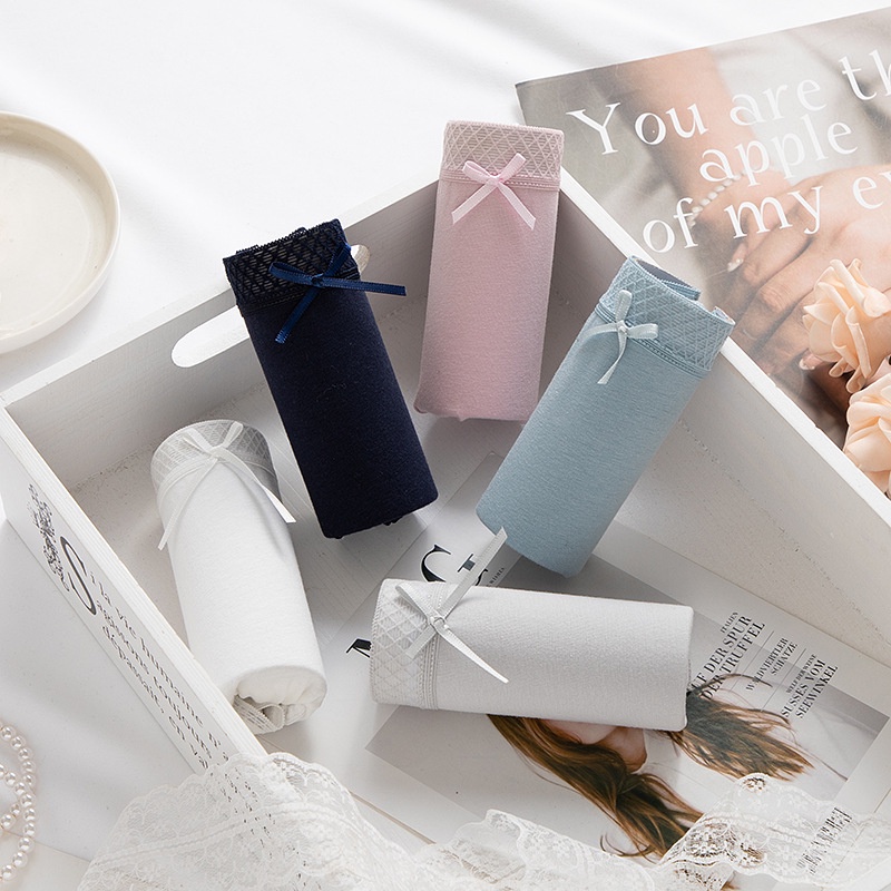 quần lót nữ Cotton nơ phối lưới siêu cute KIMCHIBIKINI chip thái sexy mềm mại thoáng mát xinh đẹp dễ thương QL179