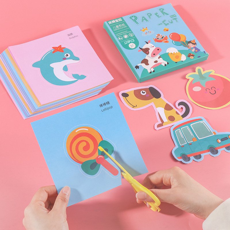BỘ ĐỒ CHƠI CẮT GIẤY THỦ CÔNG  CHO BÉ 3 MÀU/BỘ PAPER CUT CHO BÉ YÊU