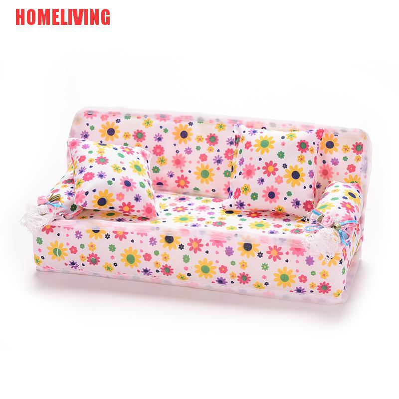 Set 3 Ghế Sofa 2 Gối Tựa Cho Nhà Búp Bê Barbie