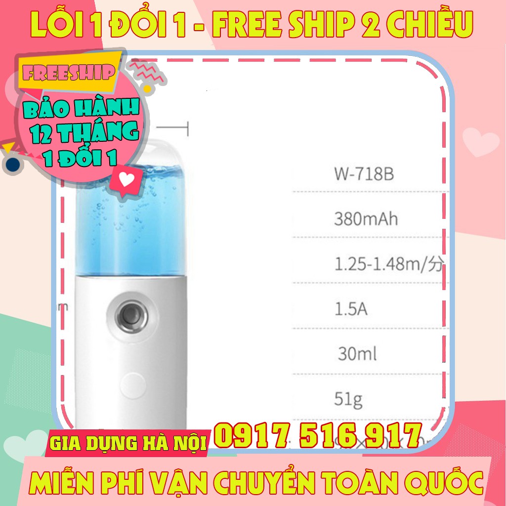 máy xông mặt xịt khoáng Nano, máy xông mặt phun sương mini 30ml sạc USB