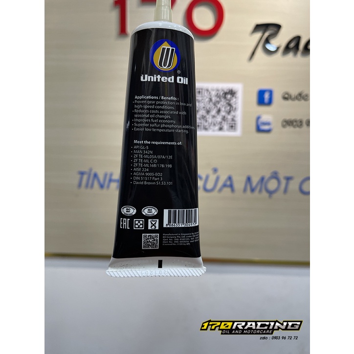 (HCM) Nhớt Hộp Số UNITED OIL XMATIC MOTOR GEAR OIL SAE 80W-90 API GL5 Dung tích 120 ML Xuất Xứ SINGAPROE
