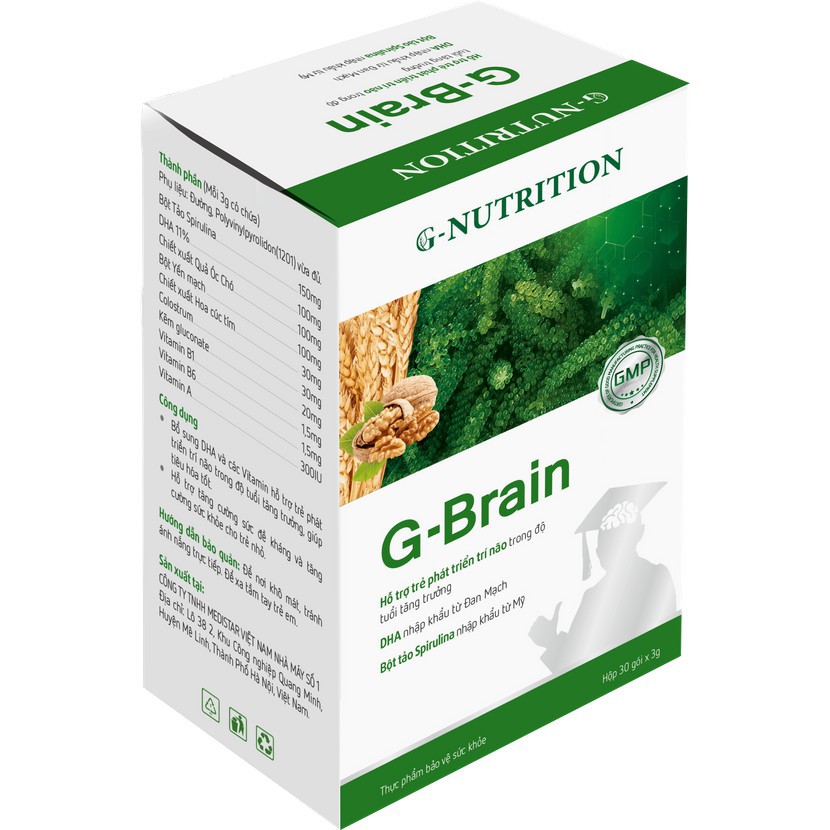 ✔️️️ Cốm sữa tảo non G-Brain 👍👍 Hỗ trợ bổ sung DHA, các Vitamin hỗ trợ phát triển não bộ cho trẻ hộp 30 gói