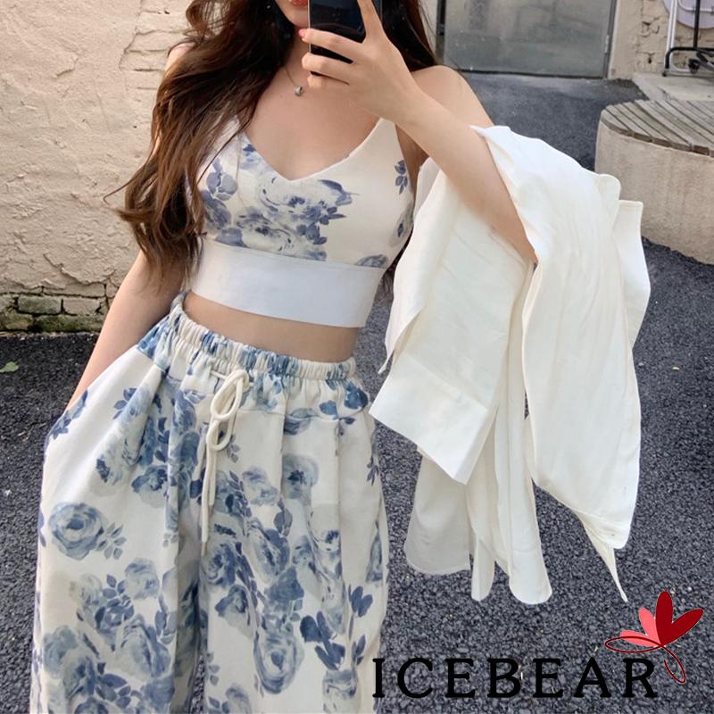 Set Áo Dây Hoạ Tiết Hoa + Quần Dài Lưng Thun Thời Trang Nữ