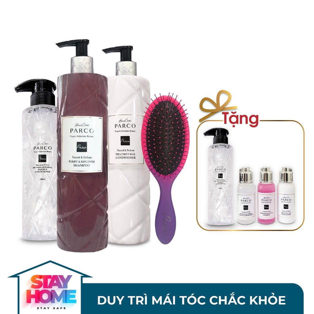 PARCO COMBO [4 sản phẩm] CHĂM SÓC TÓC TOÀN DIỆN, SIÊU GỠ RỖI, GIẢM THIỂU GÃY RỤNG - PHỤC HỒI/ KIỂM SOÁT DẦU/ SẠCH SÂU