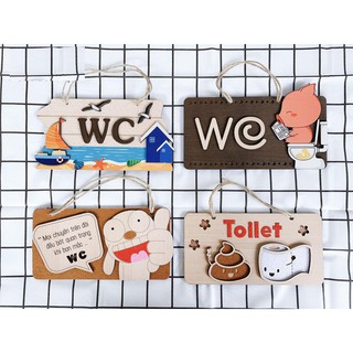 Bảng gỗ treo cửa TOILET - WC trang trí thêm cho căn hộ, cửa hàng, quán cà phê của bạn