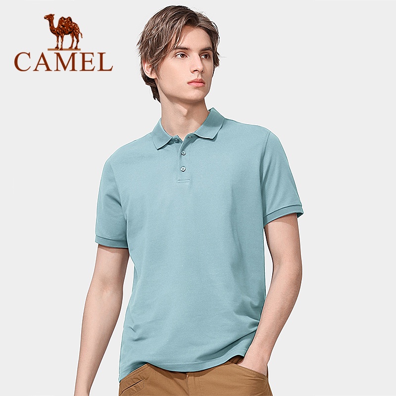 Áo sơ mi CAMEL tay ngắn màu trơn thời trang trẻ trung cho nam