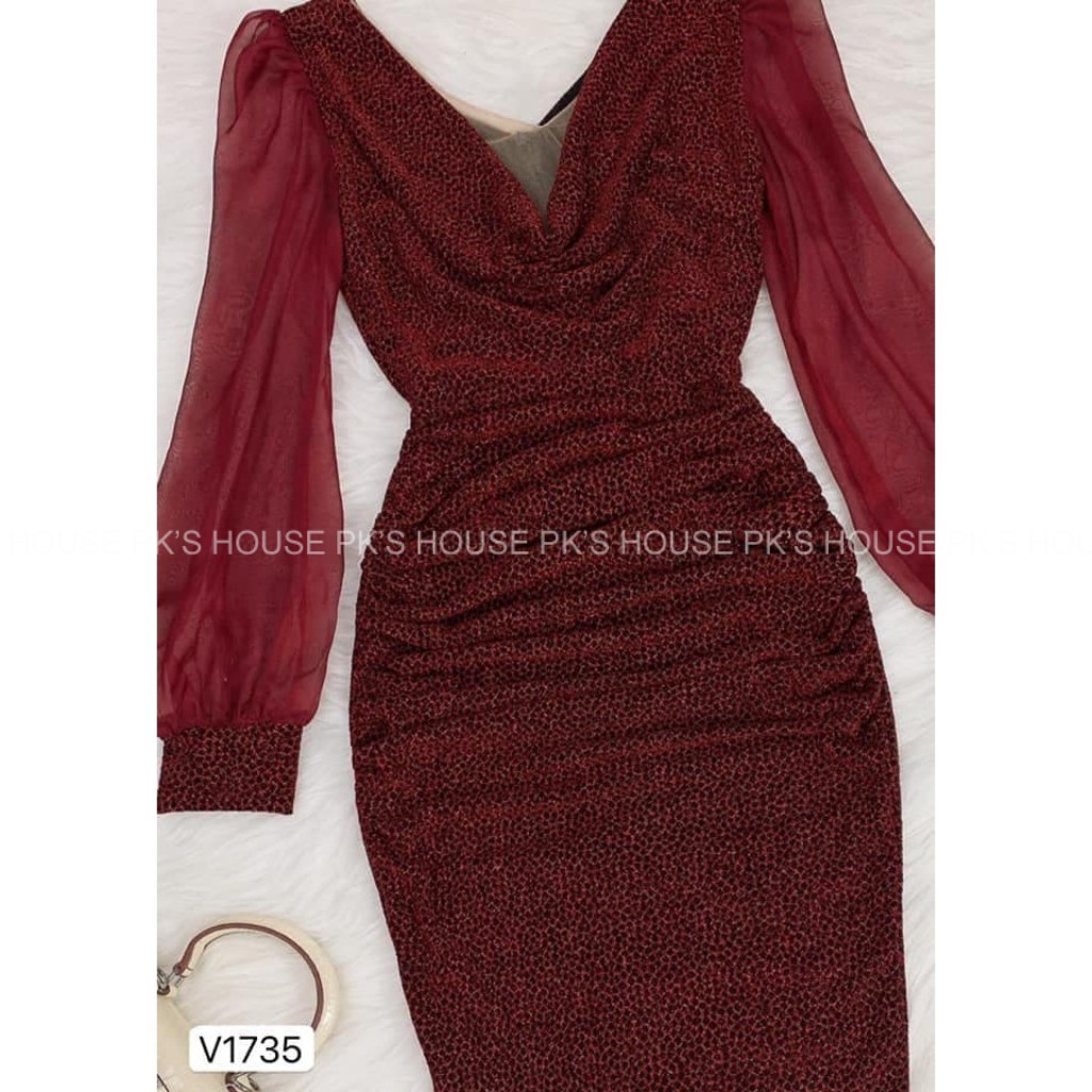 Đầm Dự Tiệc Ôm Body Nhũ Đỏ Tay Voan V1735, Váy Đầm Thiết Kế Chính Hãng PK's House | BigBuy360 - bigbuy360.vn