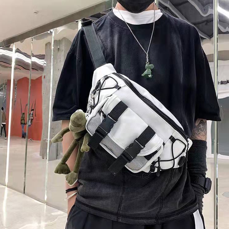 Túi Đeo Chéo Canvas Phong Cách HipHop Siêu Ngầu Thời Trang Unisex