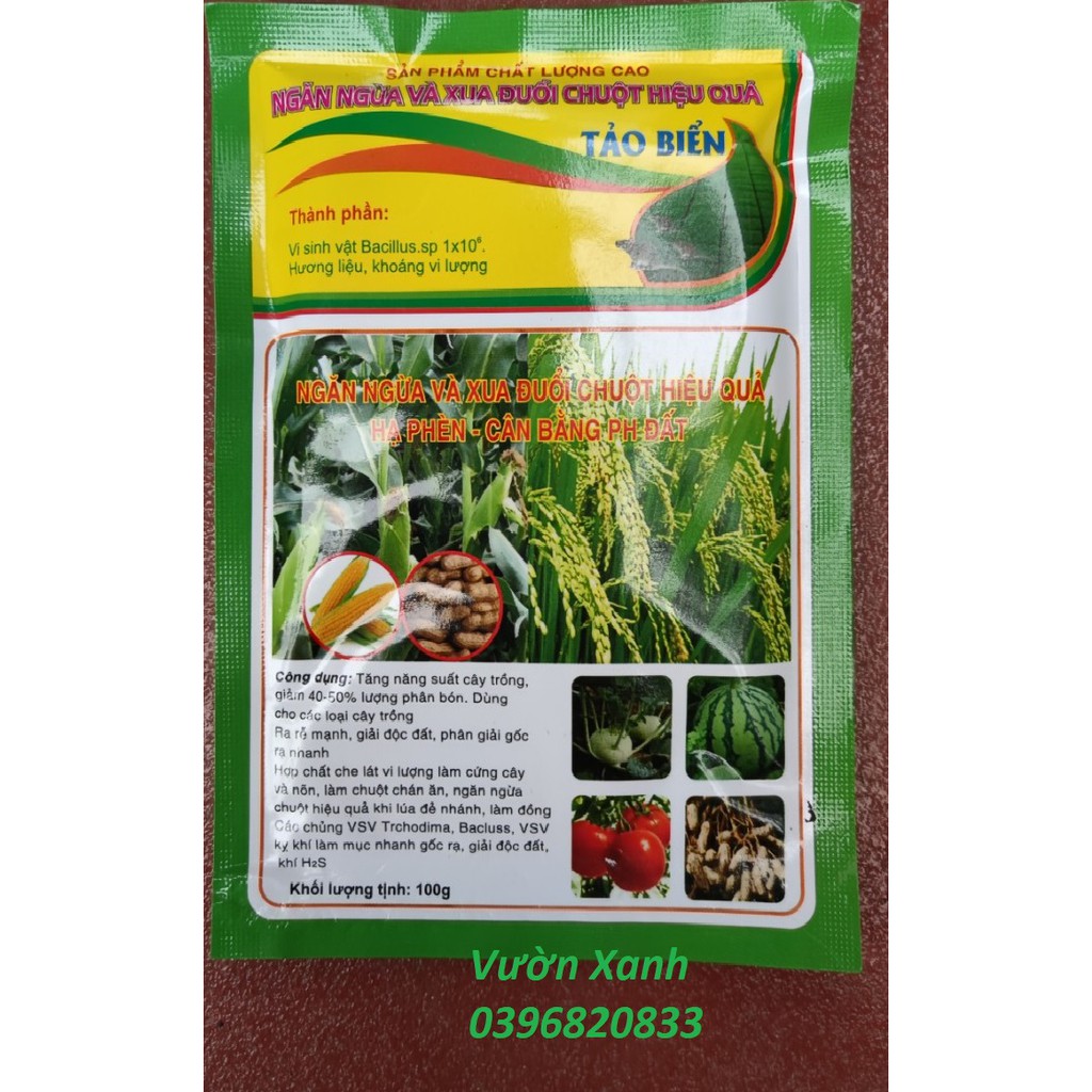 Chế phẩm vi sinh chuyên xua đuổi chuột (gói 100gr) bổ sung Trichoderma nấm đối kháng, cân bằng PH đất