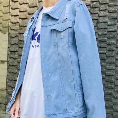 Áo Khoác Jeans Trơn Rách Styse Basic Dành Cho Cả Nam Và Nữ 2022  - Hàng nhập khẩu