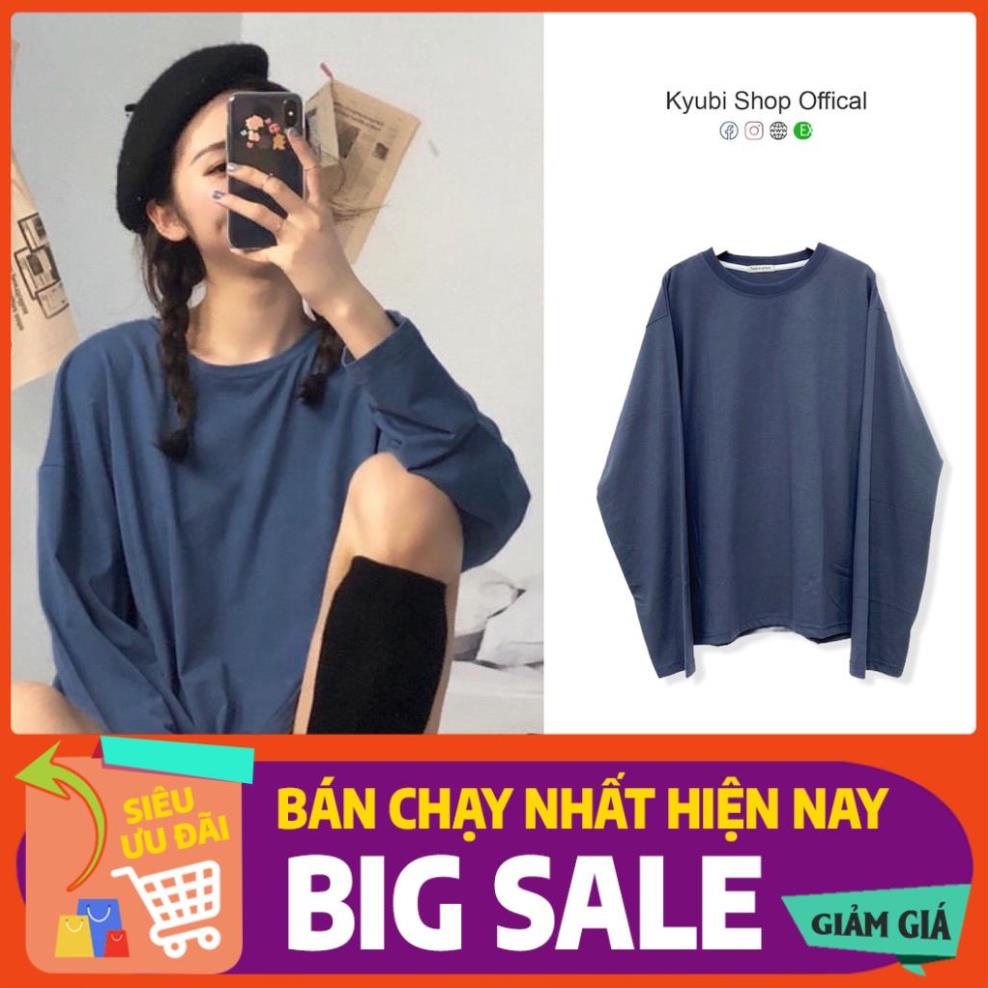 SALE Áo thun DÀI TAY Ulzzang Kyubi Basic Tee phông trơn nữ lỡ form rộng sweater Hàn Quốc - Kyubi ATD01